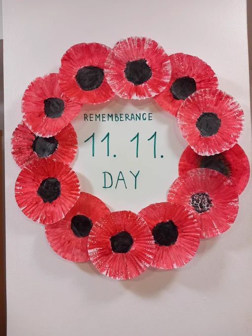 A wreath of remembrance poppies
