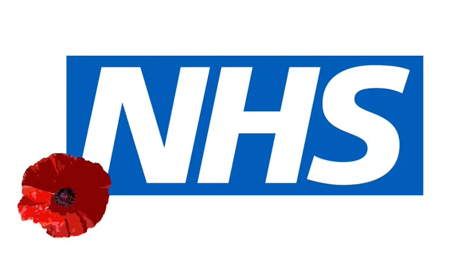 The NHS logo includes a poppy to the bottom left.