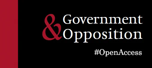 Logo of "Government & Opposition" with the hashtag 'OpenAccess', presented in white and red text on a black background.
