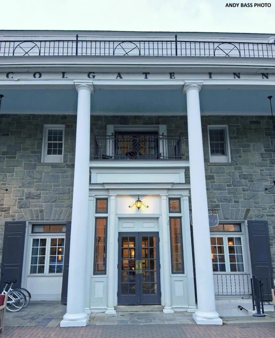 The front entrance of the Colgate Inn in Hamilton, New York.  (Andy Bass photo, 2025)