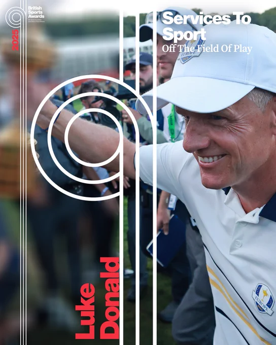 Luke Donald, winner of the Services to Sport Off the Field of Play category at the SJA British Sports Awards 2025