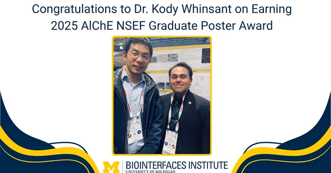 ALT Text

Photo - Dr. Kody Whinsant

Words - Congratulations to Dr. Kody Whinsant on Earning 2025 AlChE NSEF Graduate Poster Award
