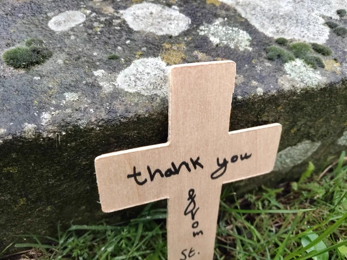 Cross with thankyou 