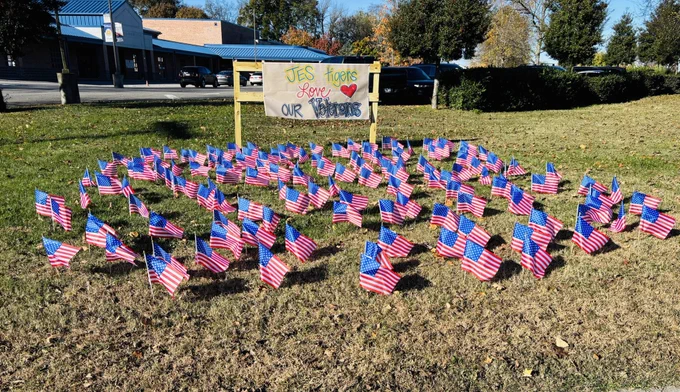 American flags in yard