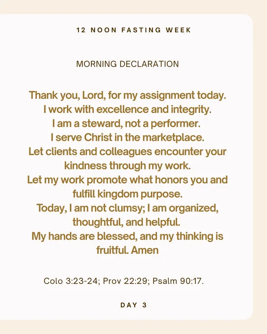 An image of morning declaration about the work of my hand. I declare that I am helpful and useful! 
