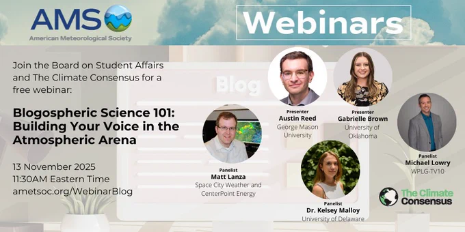 Panelists and presenters for the AMS webinar on blogging.