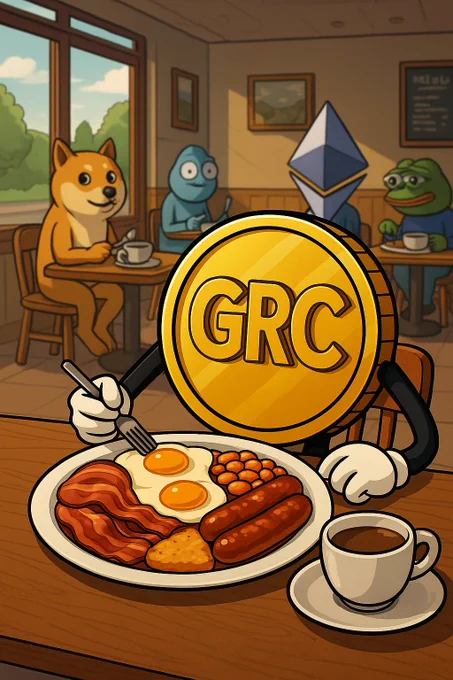 Meme of GRC having an English breakfast at the cafe.