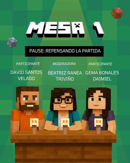 MESA 1 del programa REPROGRAMANDO EL JUEGO, con diseño gráfico en formato videojuego retro. 
PARTICIPANTE: DAVID SANTOS VELADO
MODERADORA: BEATRIZ RANEA TRIVIÑO
PARTIICPANTE: GEMA DONALES DAIMIEL
