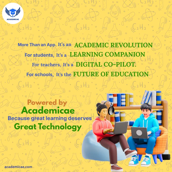 Two students using laptops with books around them, promoting Academicae as a smart learning platform for modern education.