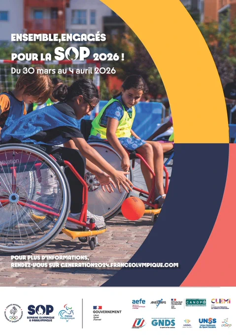 Ensemble, engagés pour la Semaine olympique et paralympique du 30 mars au 4 avril 2026 !
Illustration : visuel de l'affiche de la SOP 2026