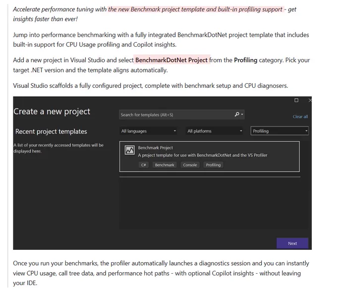 Benchmark Project example in Visual Studio