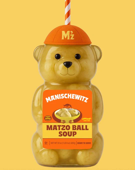 Bear shaped jar of Matzo ball soup, just like the Starbucks Bearista trend.