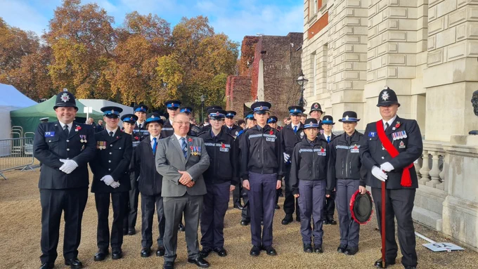 National Volunteer Police Cadets contingent at Horse Guards Parade, Remembrance Sunday 2025