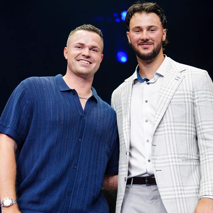 Tarik Skubal and Paul Skenes pose for a photo. 