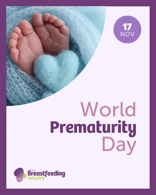 World Prematurity Day. 17 nov. Image of baby feet in a blue blanket with heart.