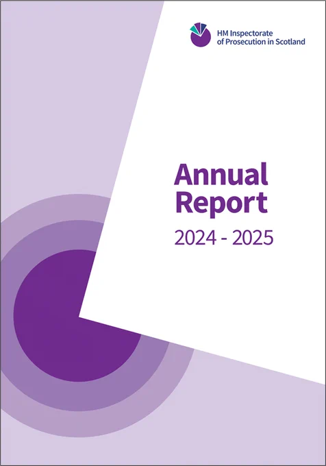 Image of front cover of annual report with HM Inspectorate of Prosecution in Scotland's logo 