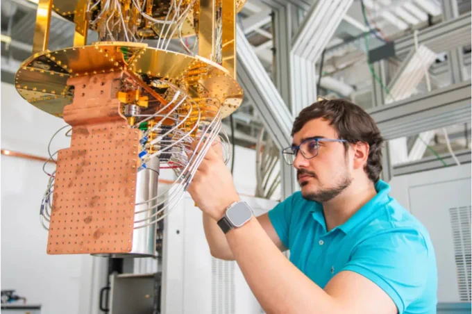 Researcher in quantum research facility