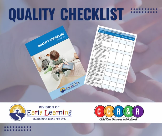 Photos of Quality Checkbook shown, DEL and CCR&R logos.