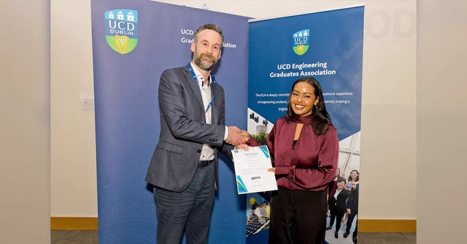 Congratulations to Sarah Nasr on winning the Roughan & O’Donovan Prize for the best final year civil engineering thesis at the UCD Engineering Graduates Association (EGA) Awards Ceremony on 5 November 2025.