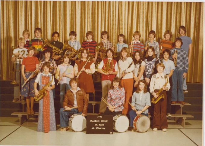 Chambers Primary School band class in 1977