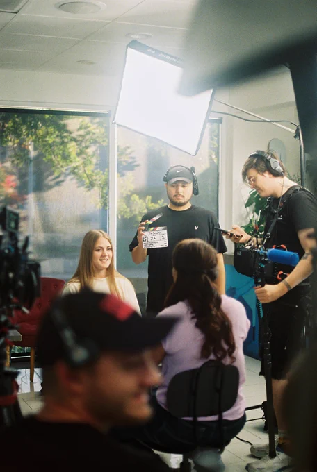 Our grip Luis slating for the camera 