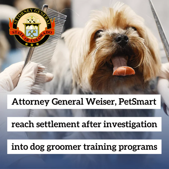Attorney General Phil Weiser, PetSmart reach settlement after investigation into dog groomer training programs.