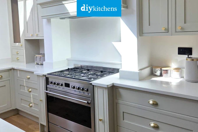An Innova Helmsley Reed Green & Mussel Inframe #kitchen | DIY Kitchens