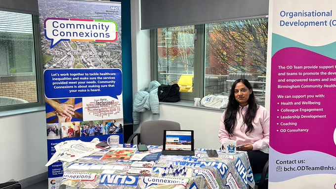 Table set up at world diabetes day at BCHC for the app library and community connextions.