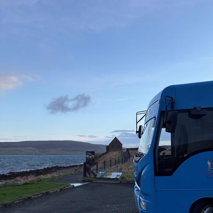 BookyMcBookface our Mobile Library at the Broch of Gurness in Orkney