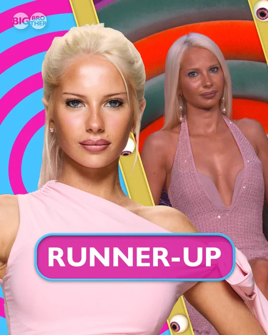 A graphic with two images of Elsa. One is his press photo, and the other photo is of Elsa in the Diary Room. The text reads: "Runner Up".