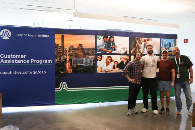 Austin Energy employees pose for a photo in front of a City of Austin Utilities Customer Assistance Program banner

coautilities.com/go/cap
