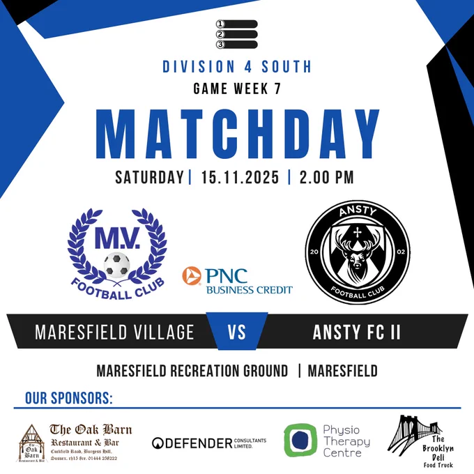 Division 4 South. MATCHDAY. Maresfield Village Vs Ansty II. Maresfield Recreation Ground.