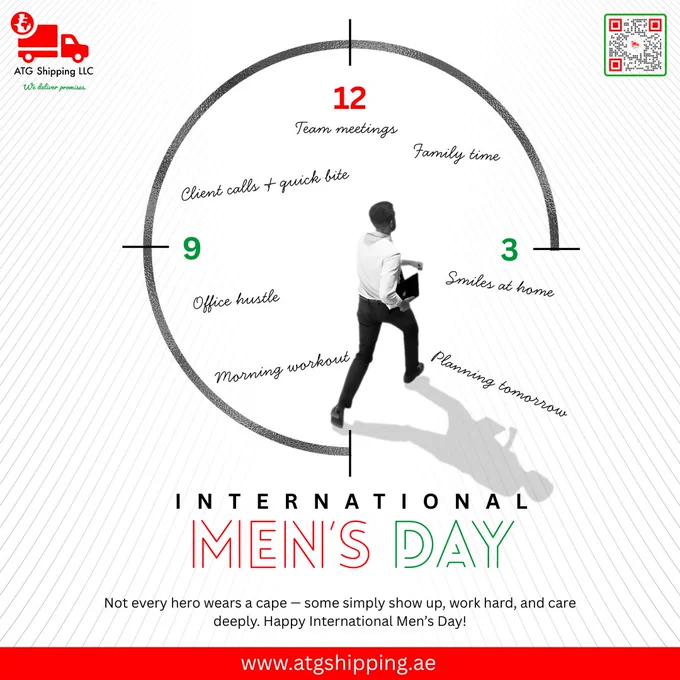 Poster showing a working man walking in a clock that symbolizes balance between work and family.