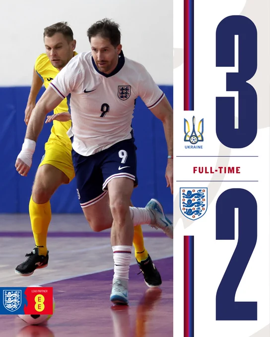 Full-time: Ukraine 3-2 England
IBSA Futsal World Championship final