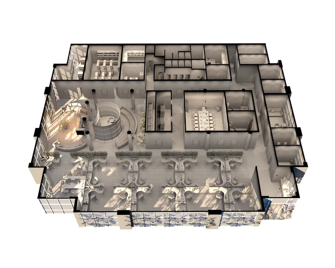 This modern 3D commercial office floor plan rendering by CGTech Rendering illustrates a professional and functional workspace from a top-down, three-dimensional perspective. Designed with architectural precision, the rendering provides a detailed overview of an office layout, including workspaces, meeting rooms, corridors, and common areas, all visualized in realistic proportions.

The scene is enhanced with accurate material textures, furniture placement, and ambient lighting to provide clients and stakeholders with a clear understanding of spatial flow and design intent. By offering a bird’s-eye view combined with depth and realism, this 3D rendering helps bridge the gap between traditional blueprints and finished environments.

To explore a range of floor plan rendering options and visualize your next project in 3D, visit:
👉 https://cgtechrendering.com/3d-floor-plan-rendering-services/
#3DFloorPlanRendering #ArchitecturalVisualization #CGTechRendering #CommercialRendering 