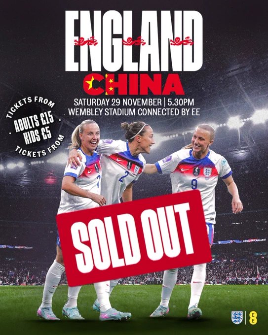 England VS China graphic with sold out sticker across it.