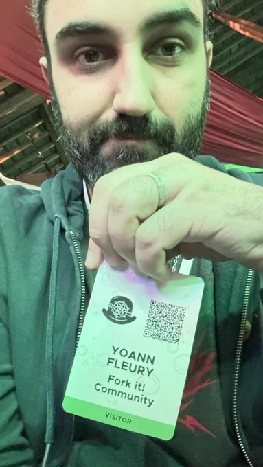 Yoann’s face with his badge