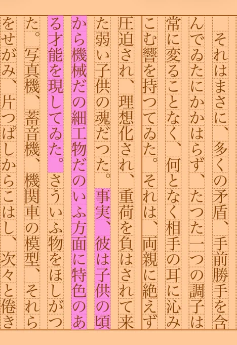事実、彼は子供の頃から機械だの細工物だのいふ方面に特色のある才能を現してゐた。
