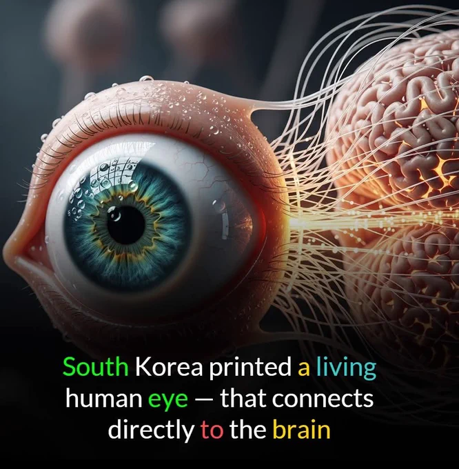 👁️ South Korea’s Breakthrough in Eye Regeneration — A New Hope for Blindness

South Korean scientists are making remarkable progress in restoring vision through cutting-edge bioprinting, stem-cell therapy, and advanced neuro-integration technologies. Researchers at KAIST and other top institutes are developing eye tissues and visual systems that could transform the future of blindness treatment.

Here’s what the teams have achieved so far:

🔬 3D-printed corneal tissue created with human cells and advanced bio-ink

🌈 Lab-grown retinal layers that can sense light and transmit neural signals

🧬 Bioengineered scaffolds supporting optic-nerve repair in cutting-edge experiments

💧 Smart hydrogels designed to mimic the natural lens and corneal surface

⚡ Next-generation bionic retinal implants enabling perception of shapes, contrast, and motion

These innovations are opening the door to powerful new therapies for conditions such as retinal degeneration, corneal injury, macular disease.