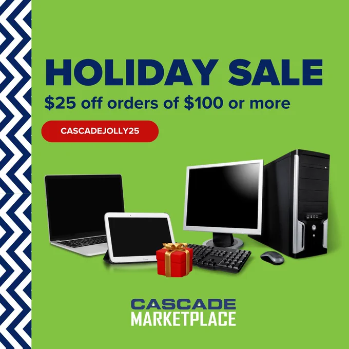 Cascade Marketplace Holiday Sale - Save $25 on orders of $100 or more with code CASCADEJOLLY25