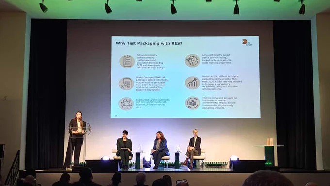 A person giving a stage presentation about why test packaging with RES