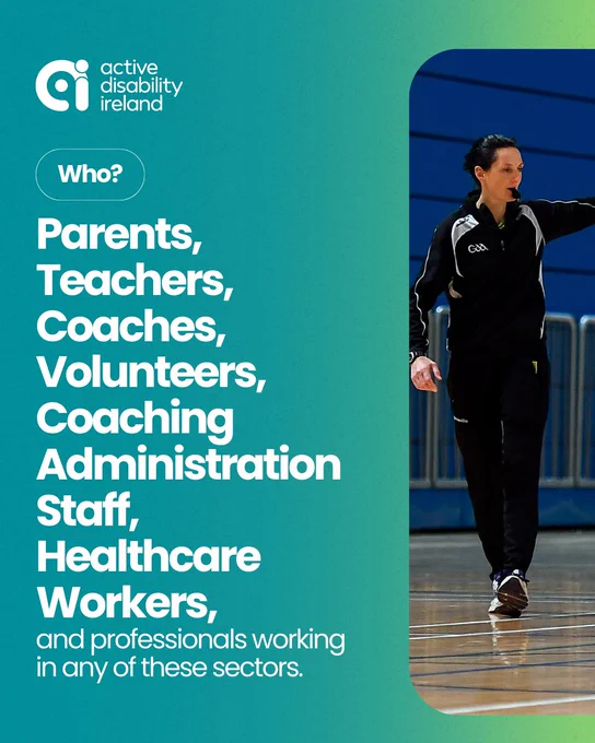 Text graphic with a an image of a woman in coaching gear, blowing a whistle.
