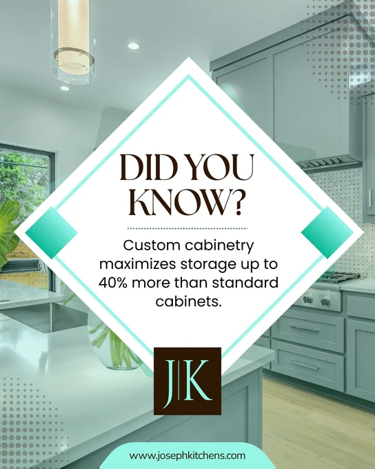DID YOU KNOW?

Transform your kitchen with smarter storage! 😍✨ Custom cabinetry can boost your space by up to 40% more than standard cabinets — giving you the room you need without sacrificing style. 💡🏡 If you’re ready to elevate your kitchen with beautifully crafted, efficient solutions, this banner says it all! 📐🔧