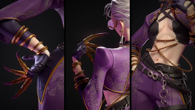 Closeup renders of AKI from Streetfighter 6 