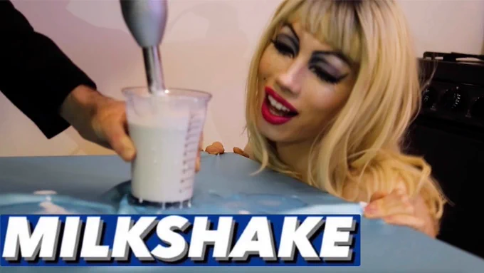 Poster for the film MILKSHAKE (2024) directed by nadahada and starring Angelica Vice, pictured