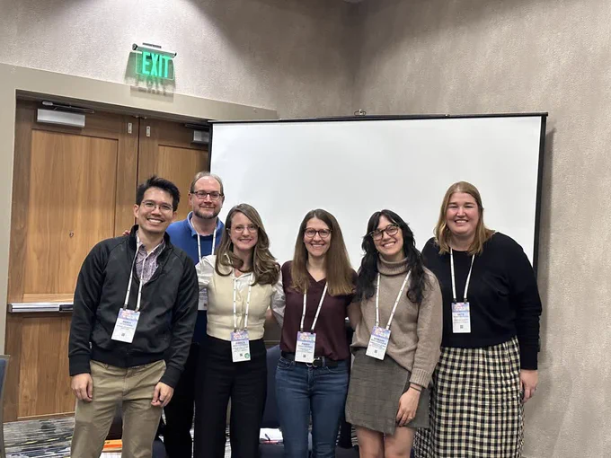 Panel members left to right: Renyi Hong, Jonathan Bullinger, Jessica Crowell, Fanny Ramirez, Morgan Badurak, and Katie McCollough