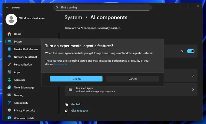 Agentic features in Windows 11