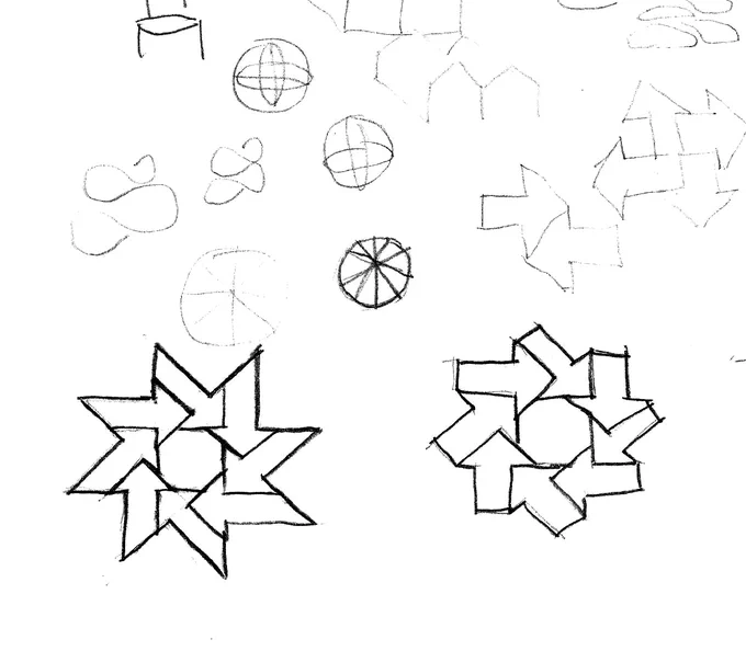 Arrow saw wheel logo sketches