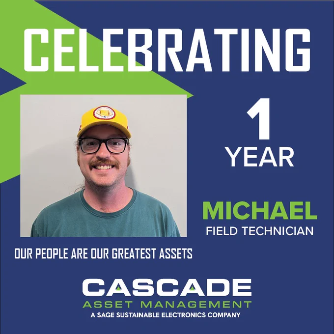 Cascade Asset Management Employee Anniversary - Michael, Field Tech - 1 year