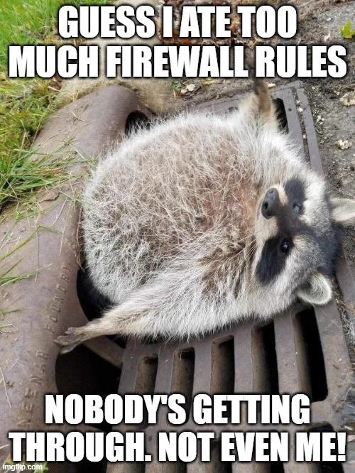 raccoon ate too much firewall rules